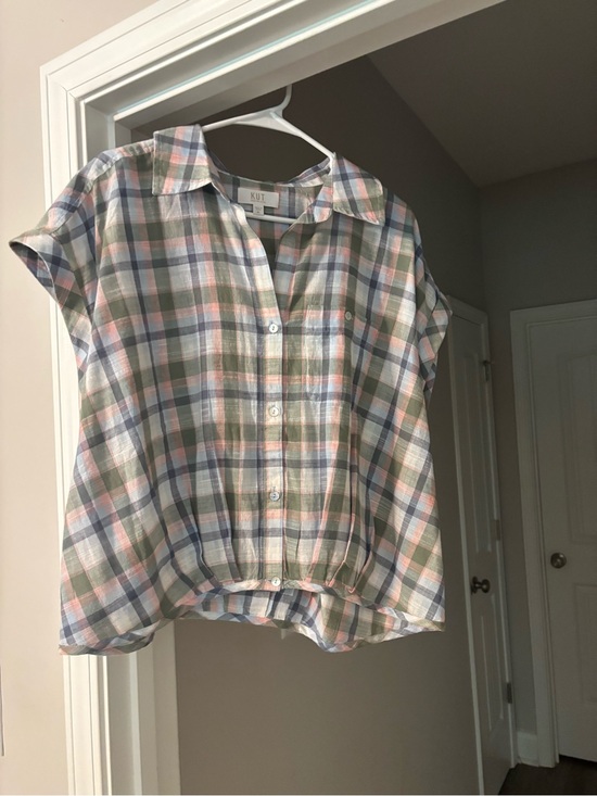 Kut from the Kloth Tops - Kut from the Kloth Pastel Plaid Button-Up Top - Pink, Green, Blue, White